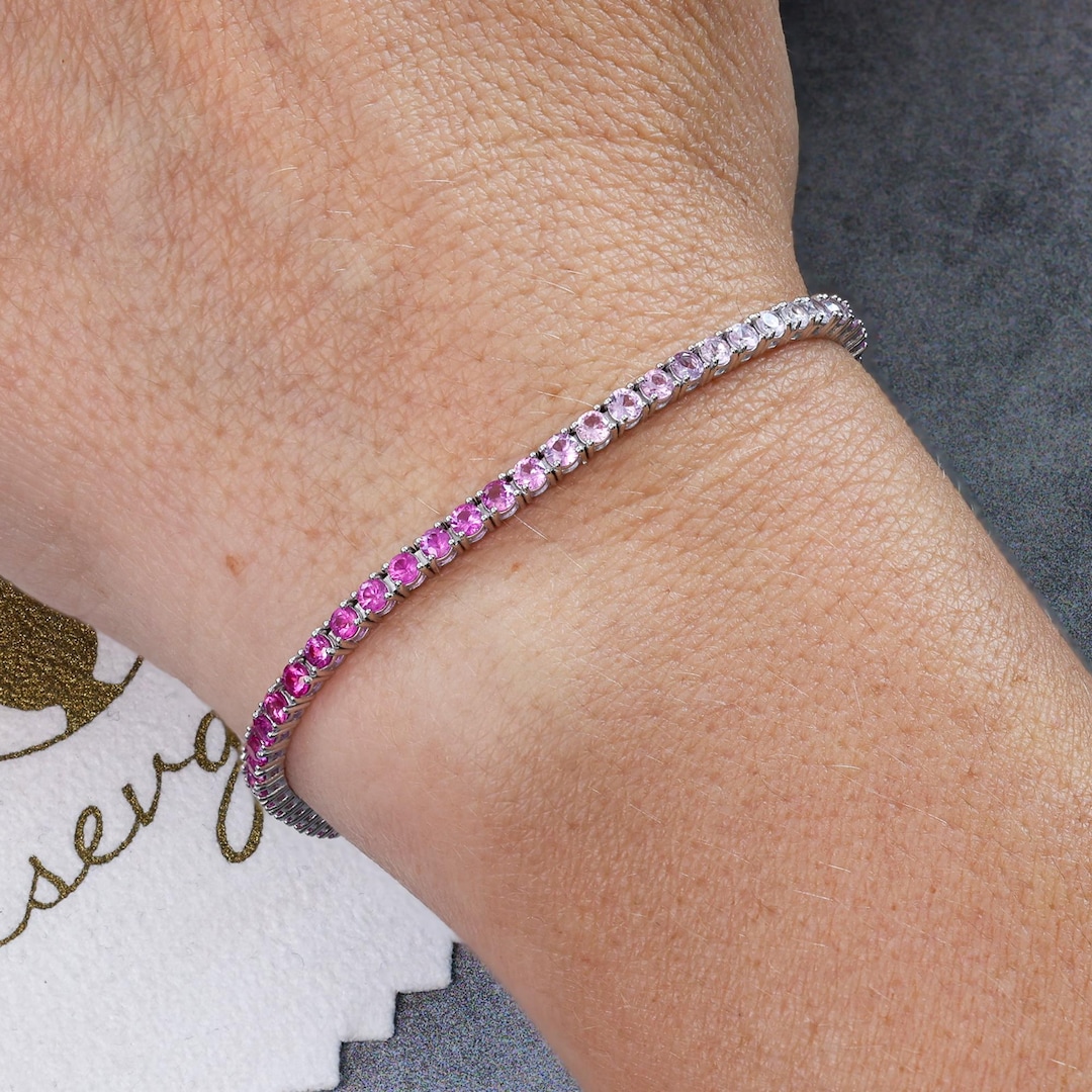 【廃盤・希少】Fabulous Sounds Tennis bracelet Pink Sapphire Ombre Tennis Bracelet by Sevgi Jewelry • 6
