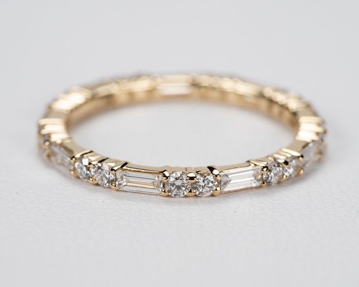 Double Round Baguette Diamond Eternity Band: Toryn  Half image 1