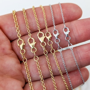 Round cable chains. Available in 14k, 18k Solid Gold and Platinum