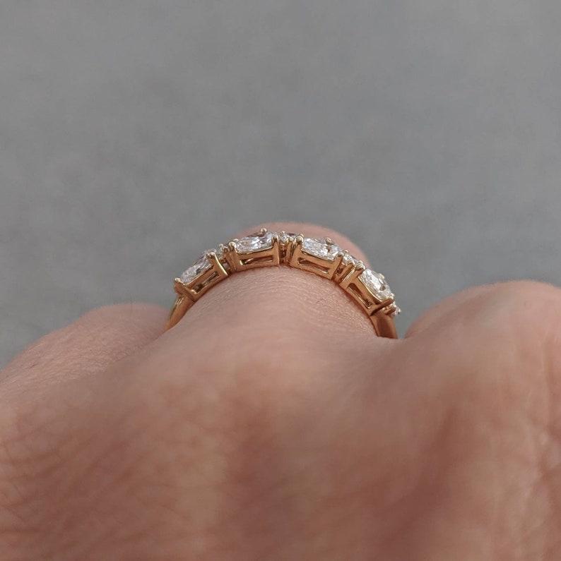 Pear Shaped Diamond Anniversary Ring Damaris Alternating Etsy