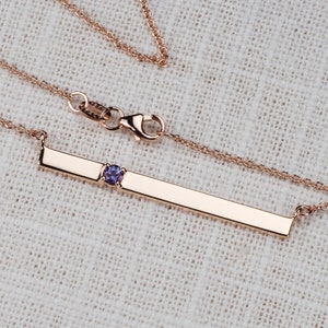 Birthstone Family Bar Necklace - Personalized Jewelry by Sevgi Jewelry. 14k, 18k Yellow, White, Rose Gold & Platinum. Gifts for Her.