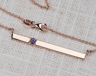 Birthstone Family Bar Necklace - Personalized Jewelry. 14k, 18k Yellow, White, Rose Gold & Platinum