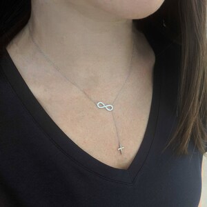 Diamond Infinity Cross Lariat 14k Yellow, Rose or White Gold. Christian, Spiritual Gift Ideas image 3