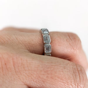 Emerald Cut Diamond Eternity Band: Ana by Sevgi Jewelry • East West, Bezel Set Anniversary Ring • 3.3 carats in 14k, 18k Gold and Platinum.