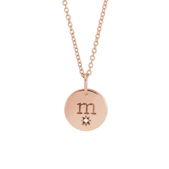 Tiny Starburst Diamond Initial Necklace 
