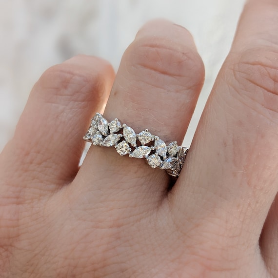 Marquise and round cheap diamond eternity band