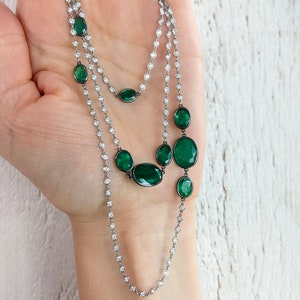 Oval Emerald and Diamond Chain by Sevgi Jewelry. 2.25 total carat weight. Diamond By The Yard Custom Chain. Made in USA