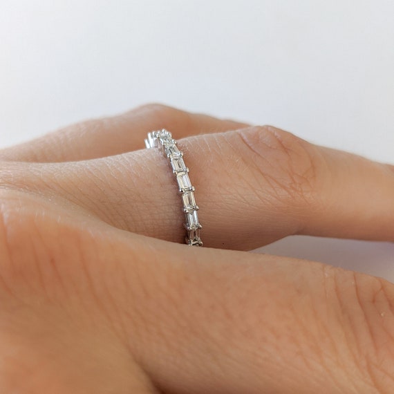 0.33tcw Diamond Baguette Bezel Set Half Eternity Wedding Ring