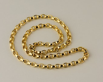 Heavy 14k Yellow Gold Chain - Solid Gold 4.75mm Link Cable Chain with Lobster Clasp. Choose from 18" or 20" Length