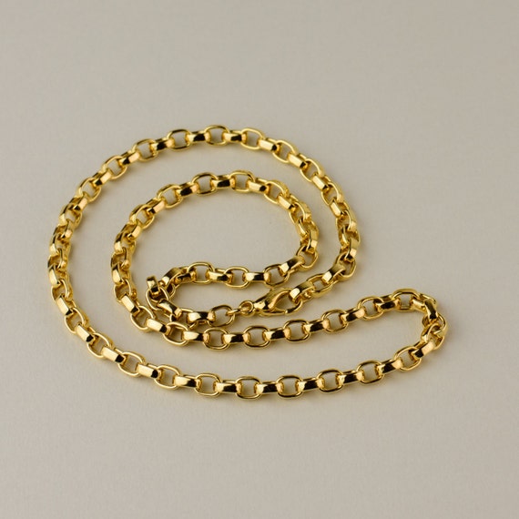 Heavy 14k Yellow Gold Chain Solid Gold 4.75mm Link Cable Chain