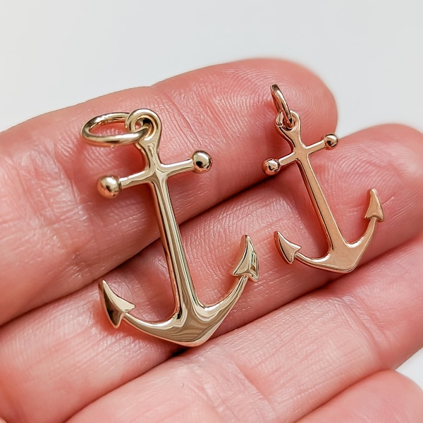 Solid Gold Anchor Necklace - 14k, 18k Yellow, White or Rose Gold. Fine Jewelry. Made in New York City, USA