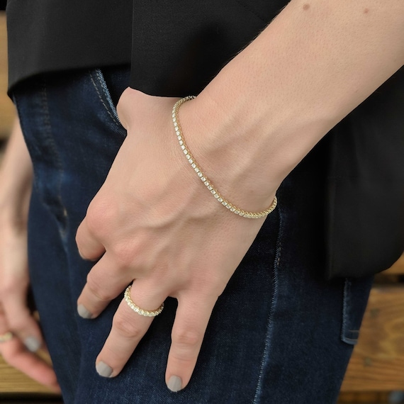 Diamond Tennis Bracelet 2 Carat Weight. 14k Yellow, Rose & White Gold. Box  Clasp With Figure Eight Locking Hinge - Etsy Australia