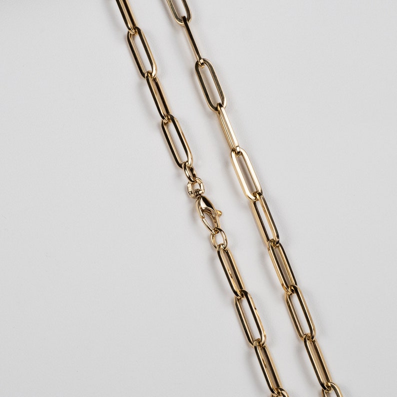 14k Gold Flat Paperclip Chain Extra Large: 14k and 18k Yellow, Rose or White Gold. Adjustable. Layering, Rectangular Long Link image 6