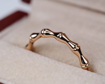 Solid Gold Bamboo Wedding Band - 14k, 18k White, Rose, Yellow Gold & Platinum. Minimal, Organic Jewelry. Unique Wedding Ring