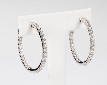 Inside Outside Diamond Hoops - 14k Yellow, Rose, White Gold or Platinum. 4 Sizes Available. Custom Fine Jewelry for Her