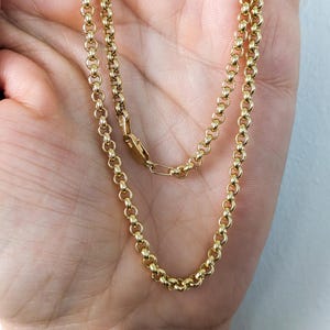 3.25mm 14k Gold Rolo Belcher Chain. Available in multiple lengths. Italian Manufactured Chain. Customization available