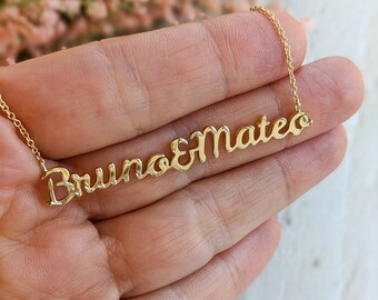Solid Gold Nameplate Necklace - Personalized Jewelry. 14k, 18k Yellow, Rose, White Gold & Platinum