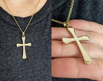 Men's Solid Gold Cross - Custom Fine Jewelry Crafted in NYC. Spiritual Jewelry. Gift Ideas for Him