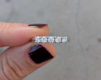 5 Stone Diamond Anniversary Ring. Trellis setting. Available in 14k, 18k Gold and Platinum