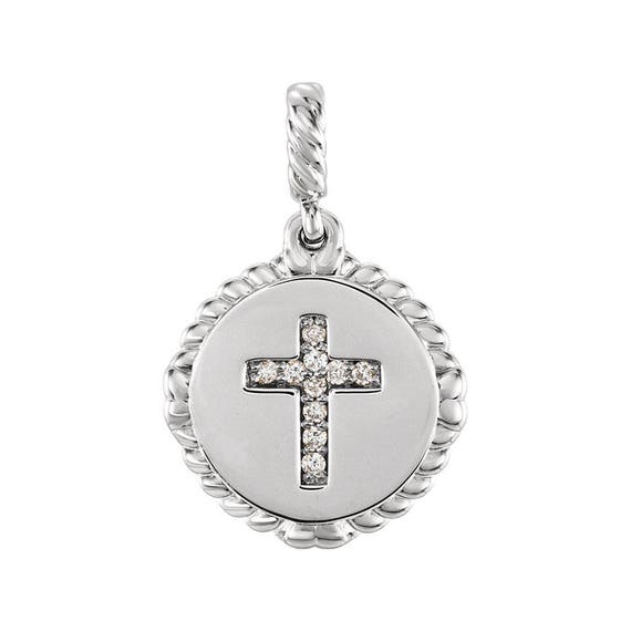Diamant pendentif croix ou collier petite 14kt Rose Jaune Blanc or ou platine