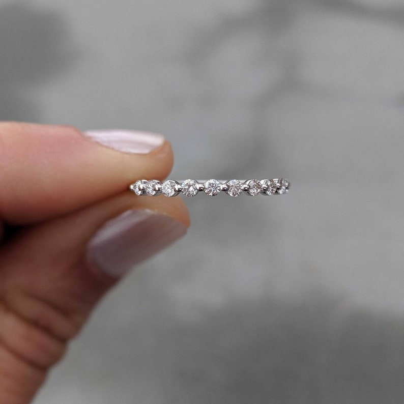 Shared Prong Diamond Anniversary Ring: Anya, Round HALF Band 1/3 CTW. 14k, 18k Rose, White, Yellow Gold or Platinum image 1