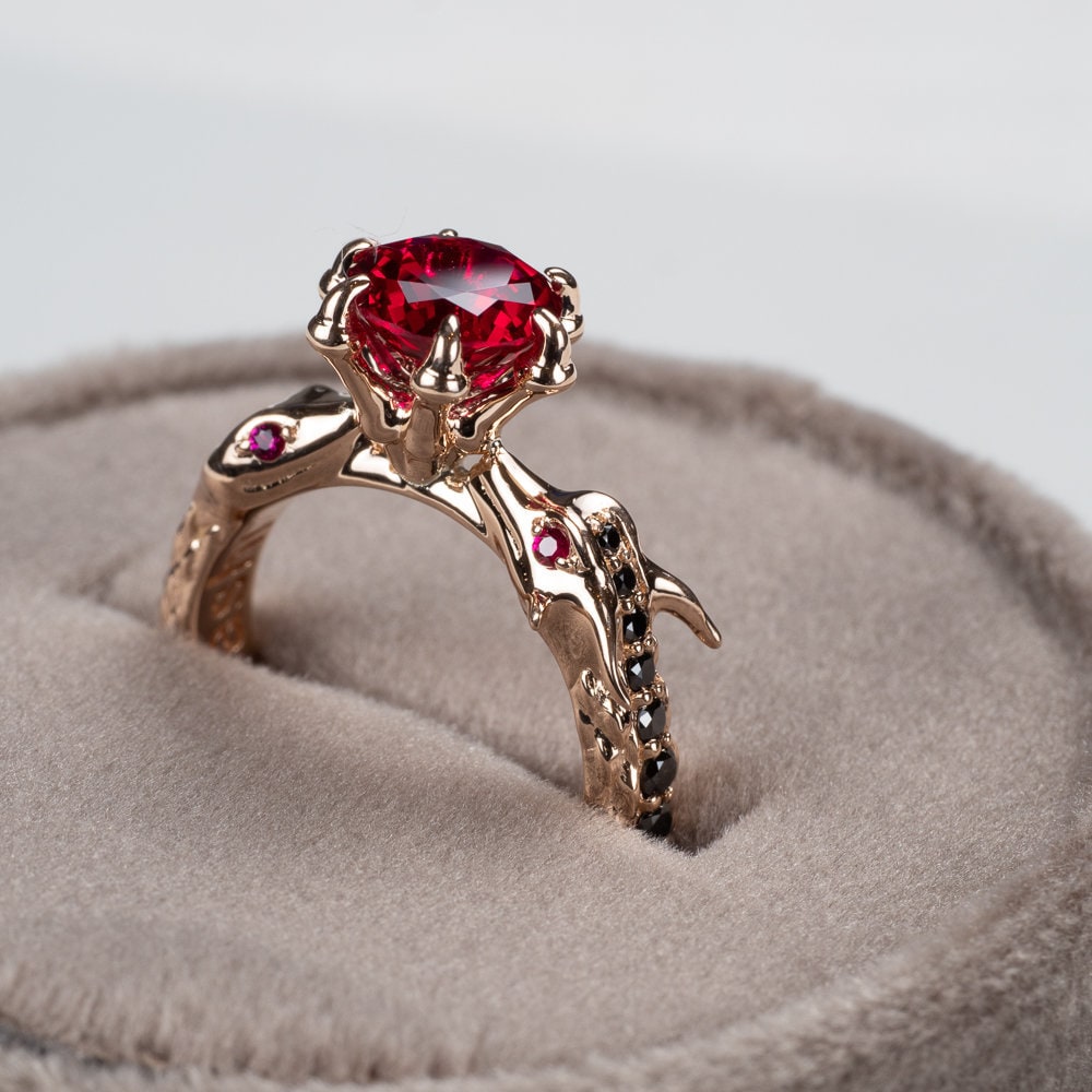 Snake and Dragon Engagement Ring Custom Wedding Jewelry