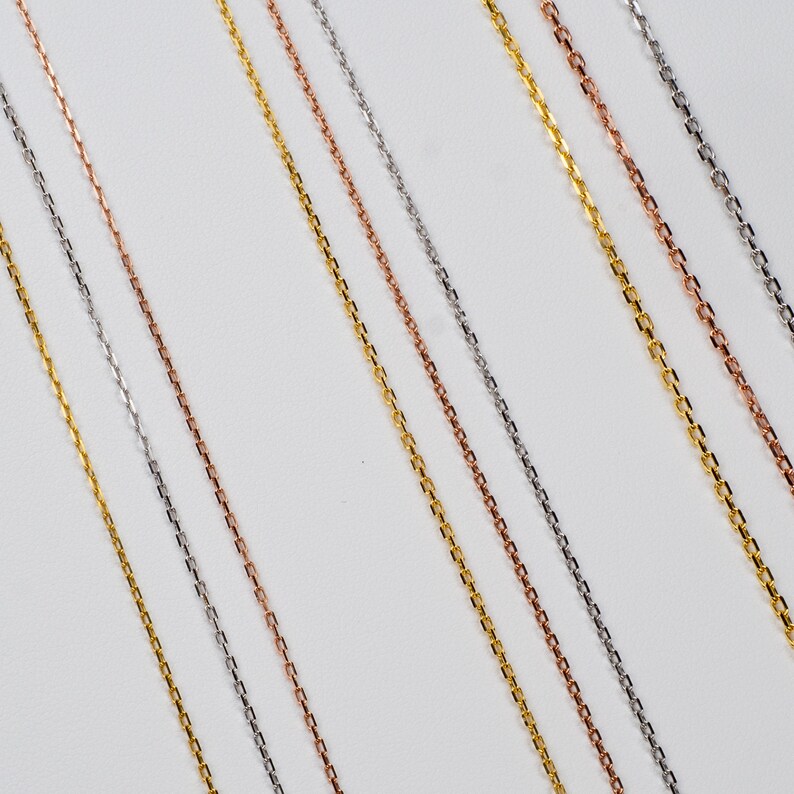 14k Solid White Gold Diamond-Cut Cable Chain Necklace – 80mm – Selectable Length – Goldum NYC