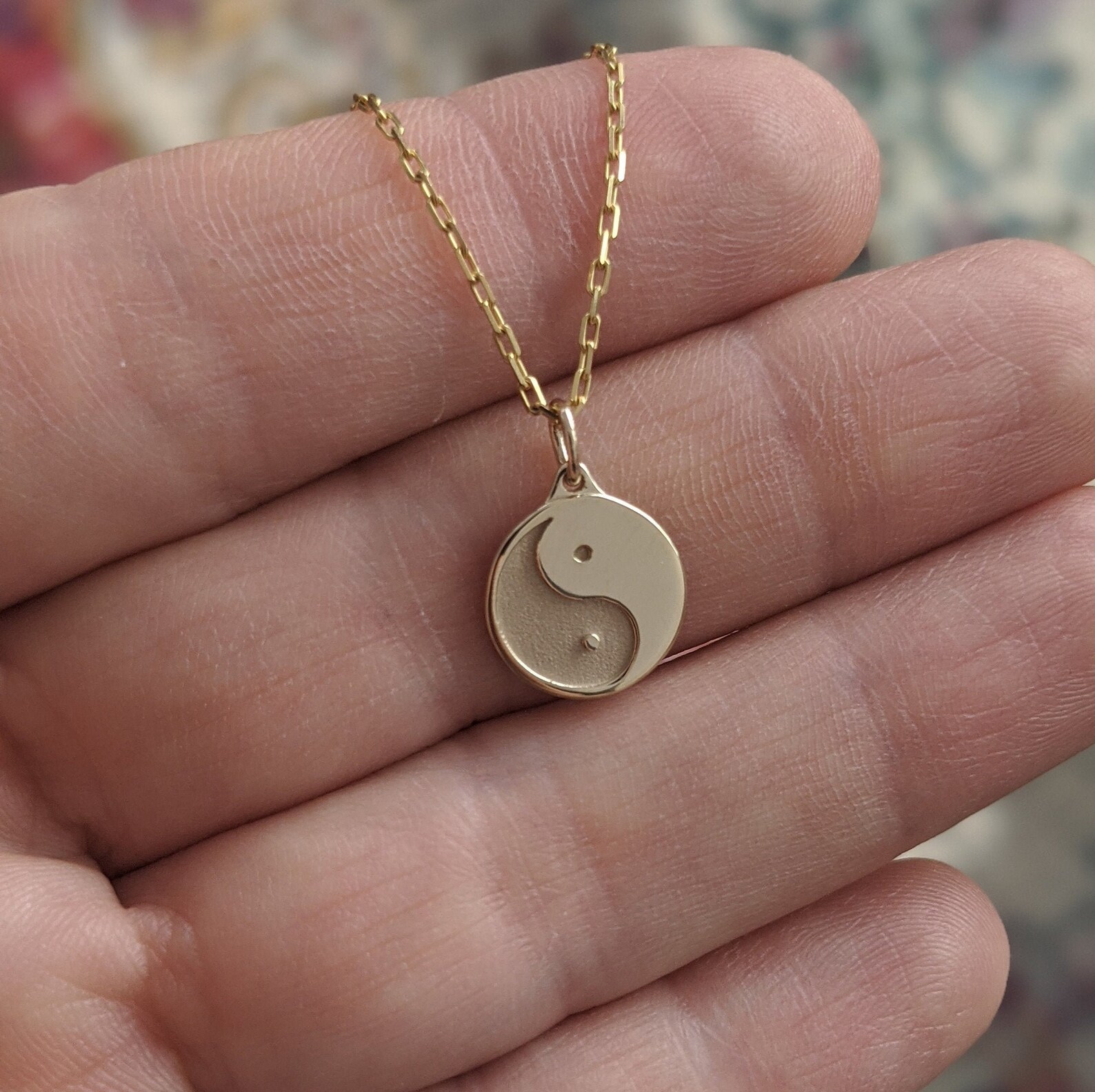 14k Gold Yin Yang Necklace Solid 14k 18k Yellow Rose Etsy