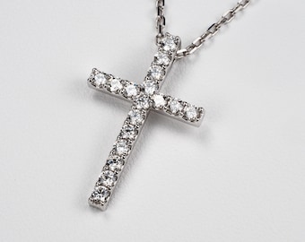 1 carat Diamond cross necklace - Available in 14k, 18k and Platinum