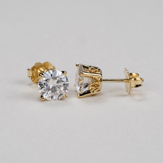 Floral Scroll Moissanite Stud Earrings 4 prong Basket Setting. 14k 18k Gold Platinum. Charles Colvard Etsy Canada