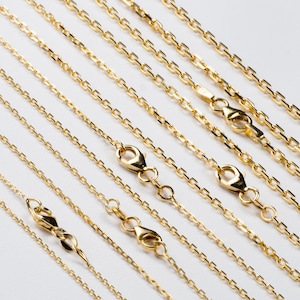Solid Gold Diamond cut cable chains. Available in 14k and 18k Yellow, Rose and White Gold.