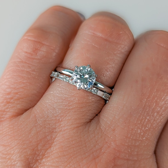 Kayla With Toryn Wedding Set 6 Prong Solitaire With Baguette Round