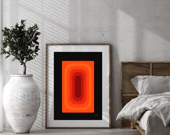 Square Illusion | Orange Gradient Abstract Print | Minimalist Geometric Wall Art | Modern Digital Download