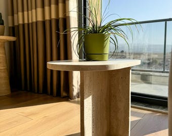 Travertine Marble End Table, Marble Side Table, Travertine Coffee Table, Living Room Side Table, Marble Handcrafted End Table, Side Table