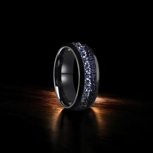 Glowing Orion Nebula 8mm Tungsten Ring, Men&#39;s or Women&#39;s Wedding Band, Unique Anniversary Gift, Cosmic Love Jewelry, Galaxy Ring