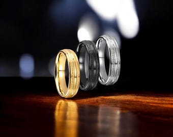 Anillo de acero inoxidable cepillado: correa unisex clásica de 6 mm