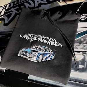 Need for Speed Most Wanted BMW E46 M3 GTR hoodie &quot;full embroidered&quot; with blacklist on the back