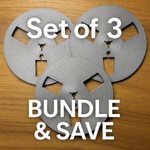 Silver 3D Printed 7&quot; Reel to Reel Tape Spools - 3-Pack Snag-Free Audio Reels