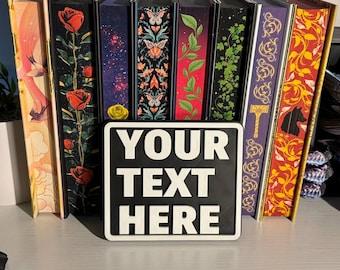 Custom 3D Printed Bookshelf Sign: Black & White Bookish Decor