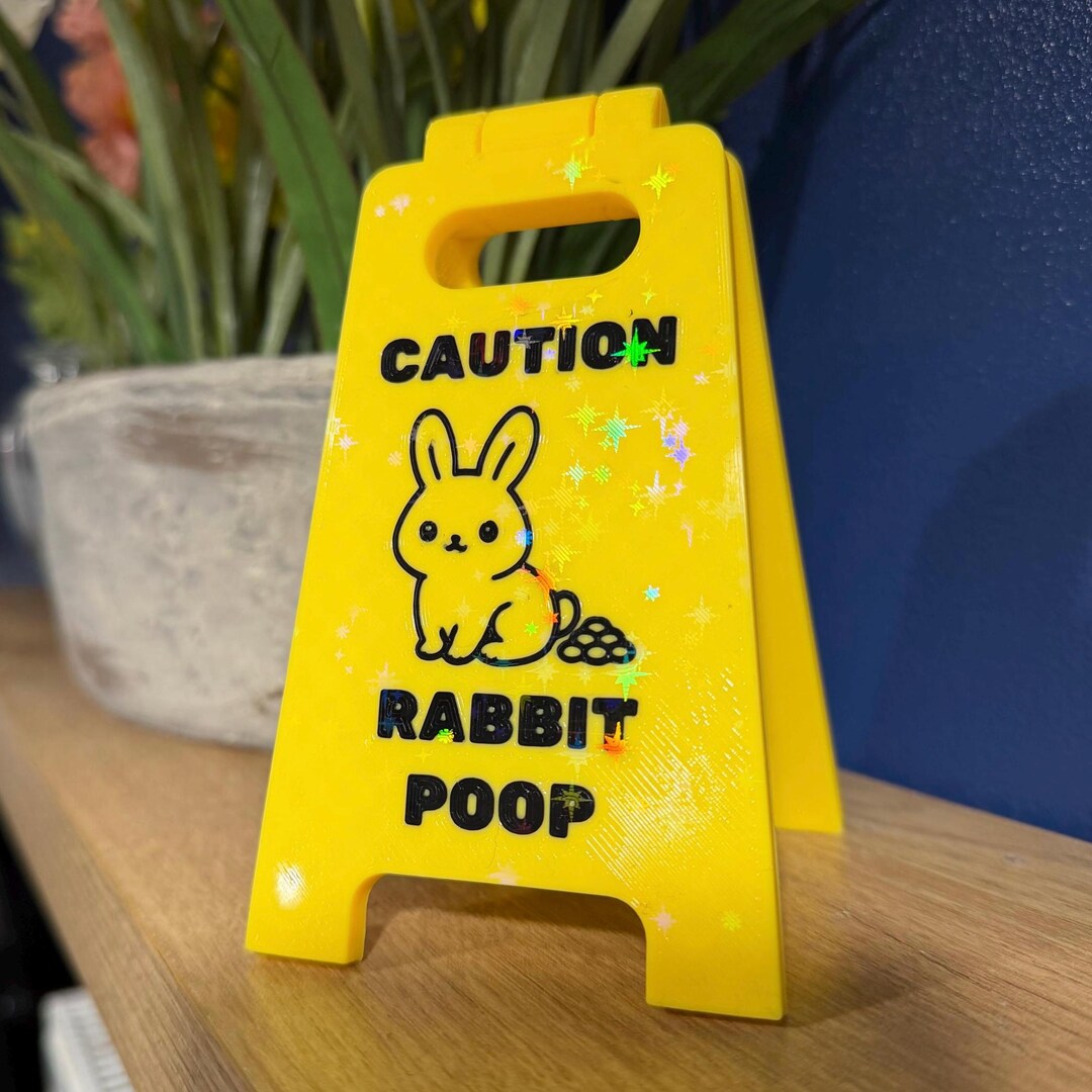 Rabbit Poop Caution Mini Folding Sign - Funny Gift for Owners of ...