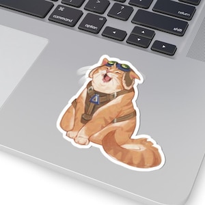 ジェットパックキャットステッカー、オーバーウォッチ、ラップトップデカール