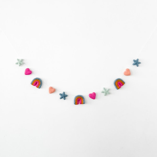 Rainbow Magic Wool Felt Garland