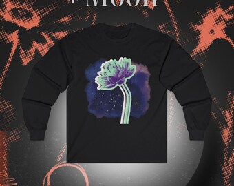 Galaxy Flower Long Sleeve Tee, Space Floral Shirt, Universe Aesthetic Top, Celestial Graphic Tshirt, Astronomy Gift
