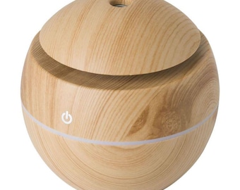 Aroma diffuser in wood look – ultrasonic humidifier for essential oils & room fragrance, with LED color change | for rooms up to 25 sq m