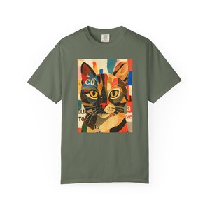 Cat Portrait T-Shirt: Vibrant Garment-Dyed Cotton Tee, Art Lover Gift image 7