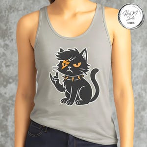 Rockstar Cat Tank Top - Funny Cat Lover Unisex Jersey Tank - Cool Music Festival Cat Shirt - Gift for Cat Moms, Dads & Music Fans