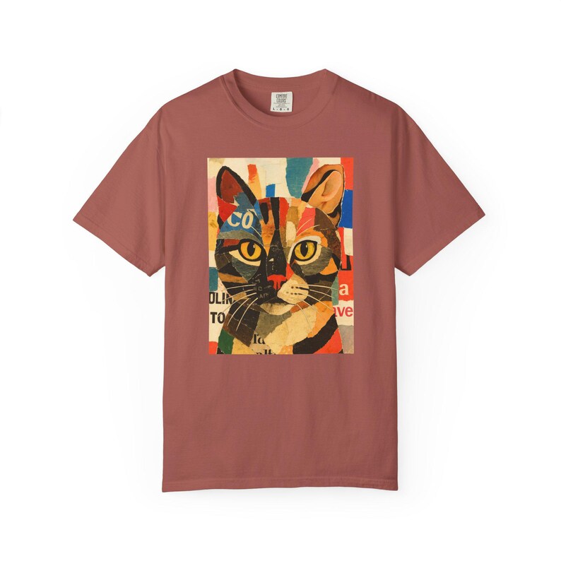 Cat Portrait T-Shirt: Vibrant Garment-Dyed Cotton Tee, Art Lover Gift image 9