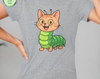 Cat Caterpillar Cartoon T-Shirt: Funny Kitty Bug Graphic Tee