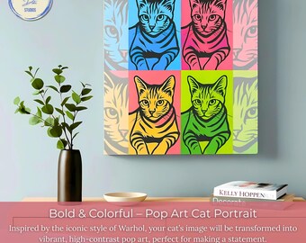 Custom Cat Portrait Canvas: Pop Art, Watercolor, Anime Styles