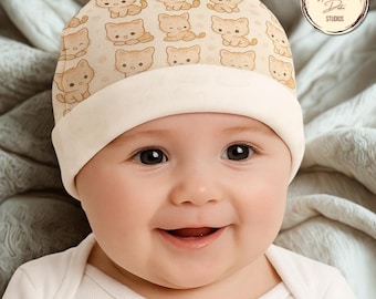 Kitten Print Baby Beanie: Soft Polyester Infant & Toddler Hat